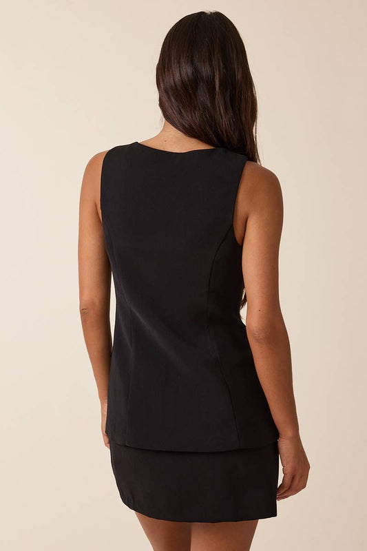 Front Button Vest Top & Mini Skirt