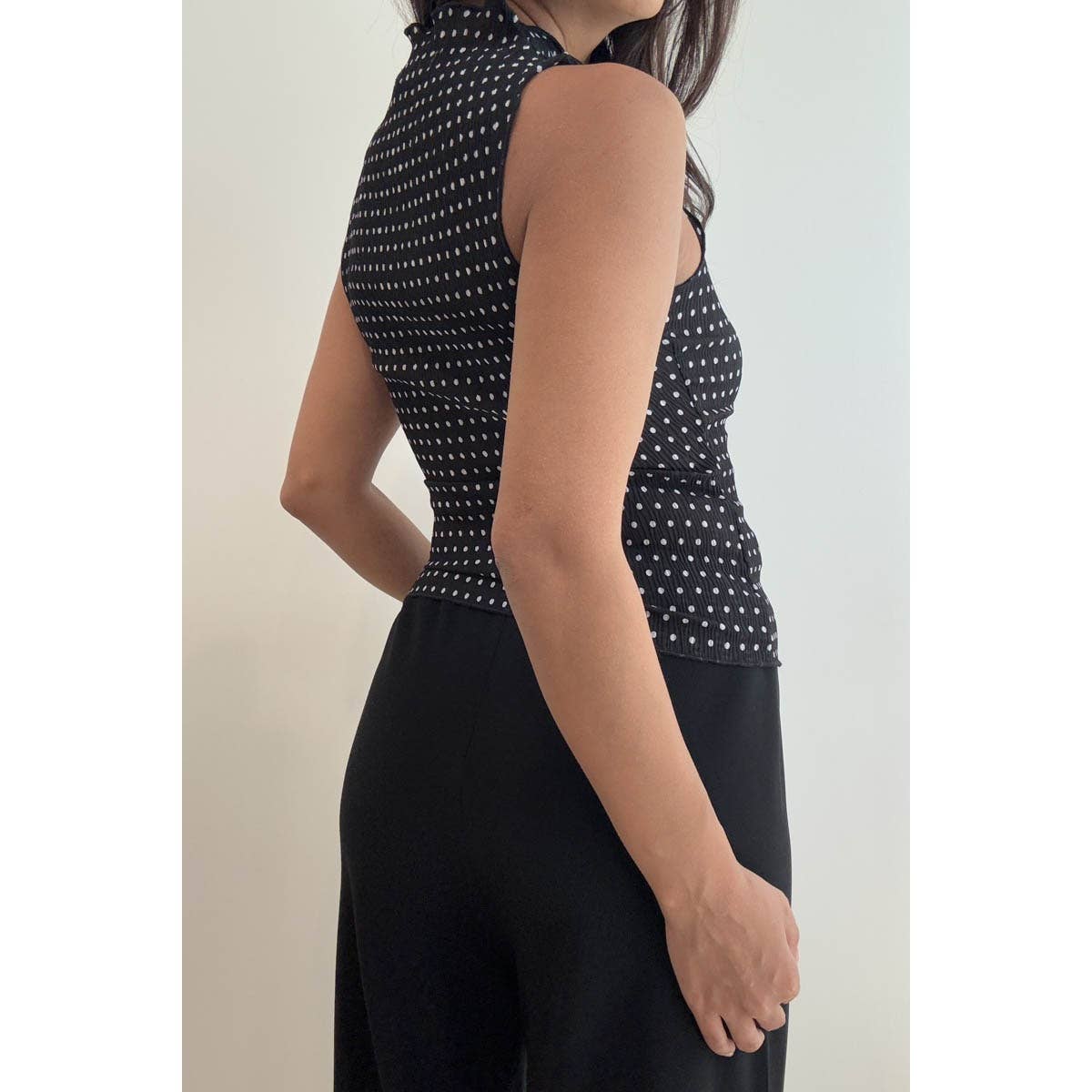 Staci Polka Dot Print High Neck Top