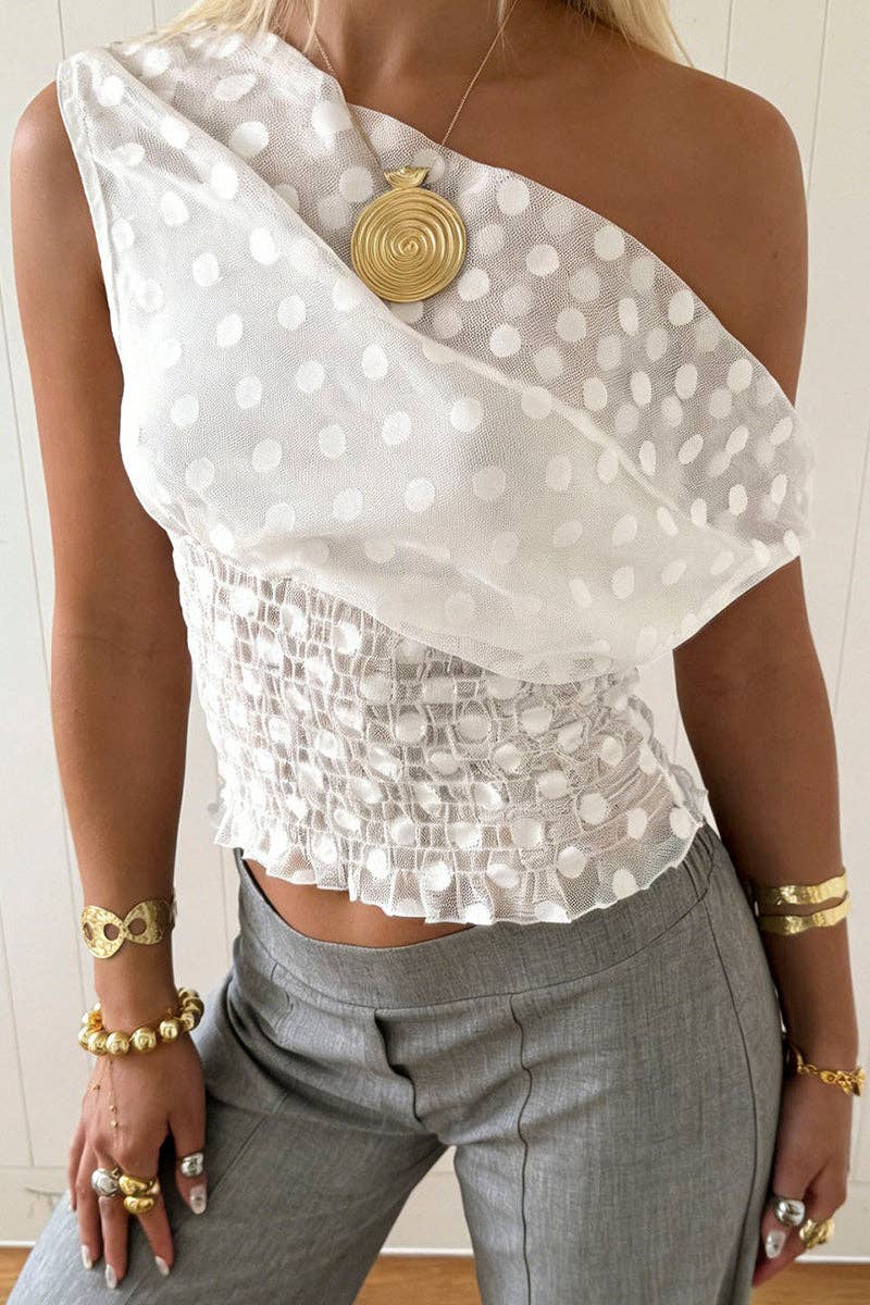 Emilia Polka Dot Smocked Tank