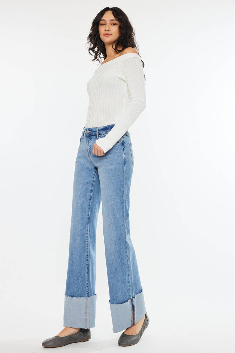 Mid Rise Wide Flare Jeans
