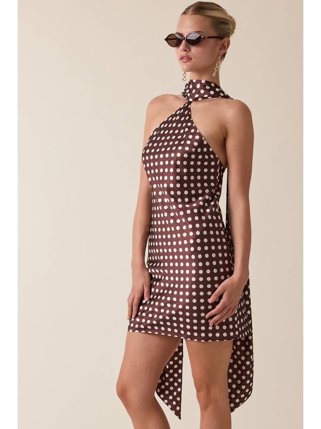 Nora Satin Polka Dot Mini Dress
