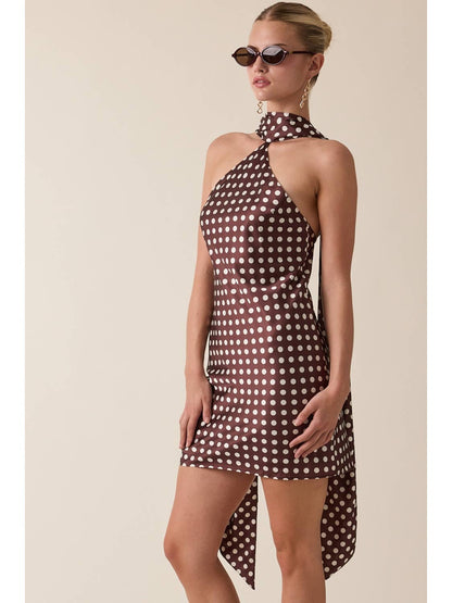 Nora Satin Polka Dot Mini Dress