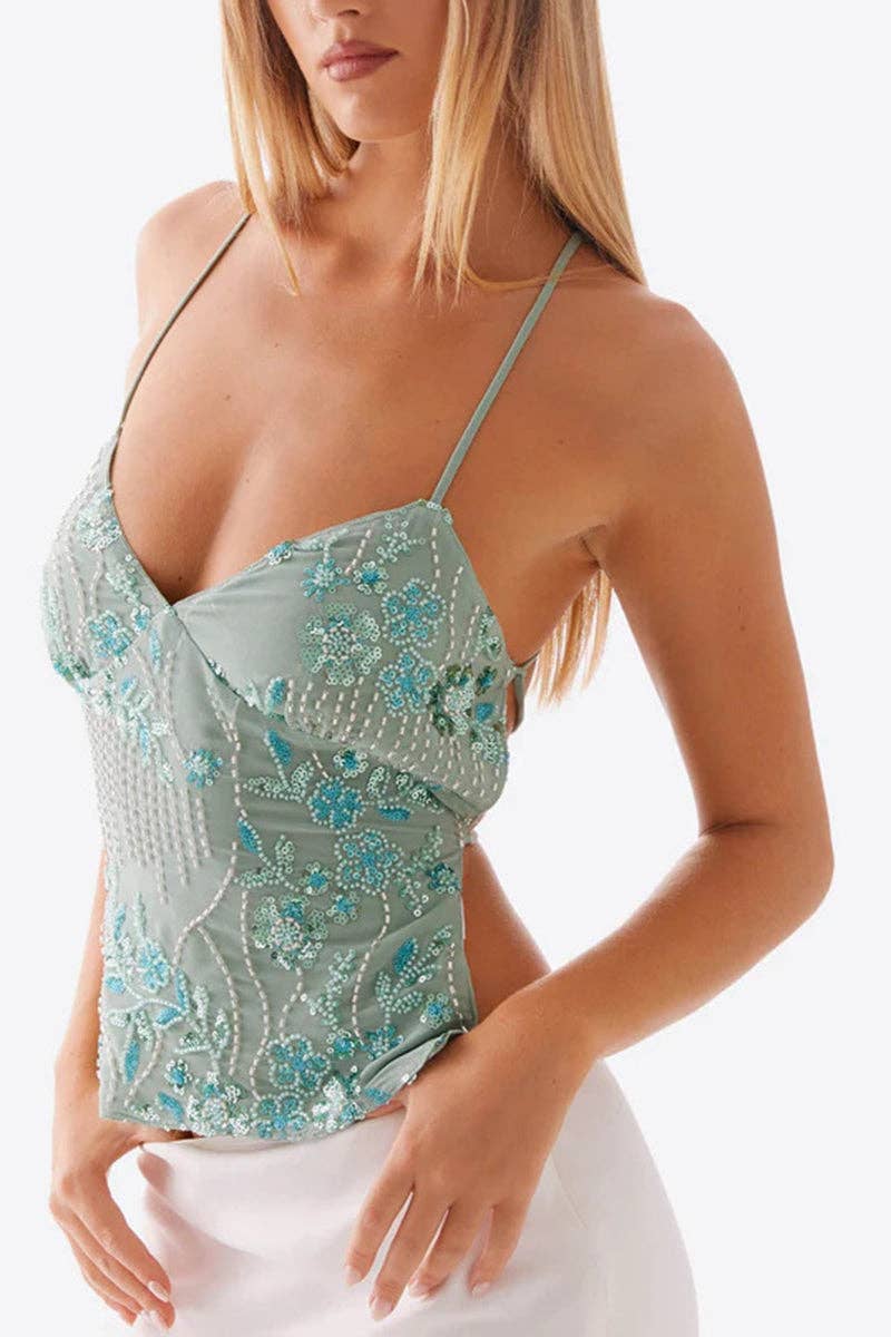 Stella Floral Sequin Top