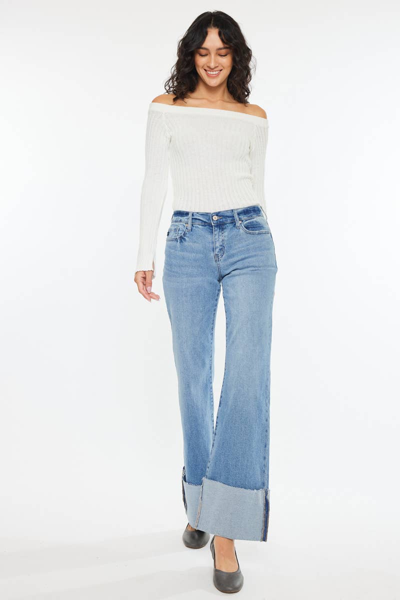 Mid Rise Wide Flare Jeans