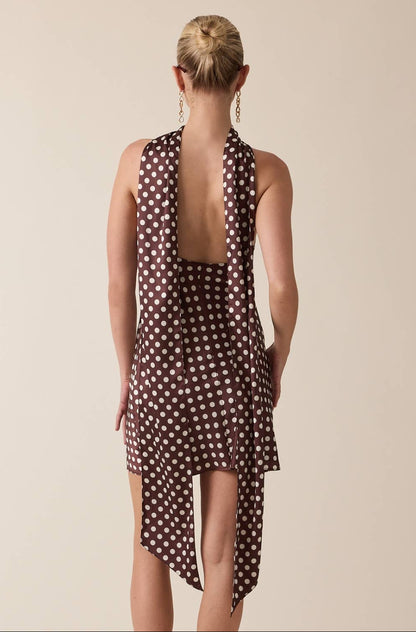 Nora Satin Polka Dot Mini Dress