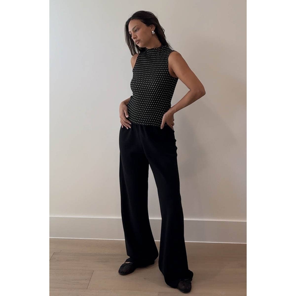 Staci Polka Dot Print High Neck Top
