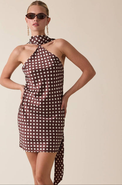 Nora Satin Polka Dot Mini Dress
