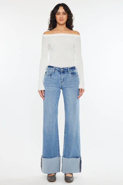 Mid Rise Wide Flare Jeans