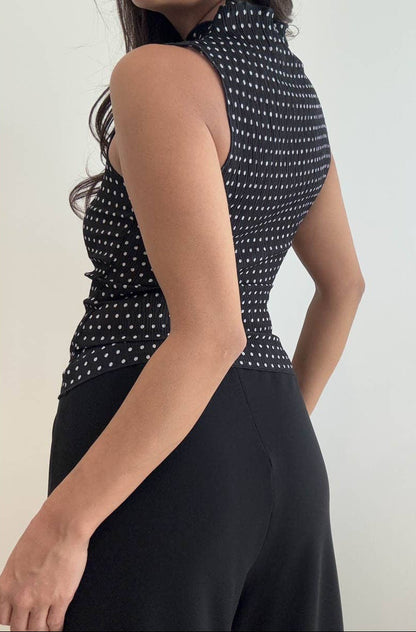 Staci Polka Dot Print High Neck Top