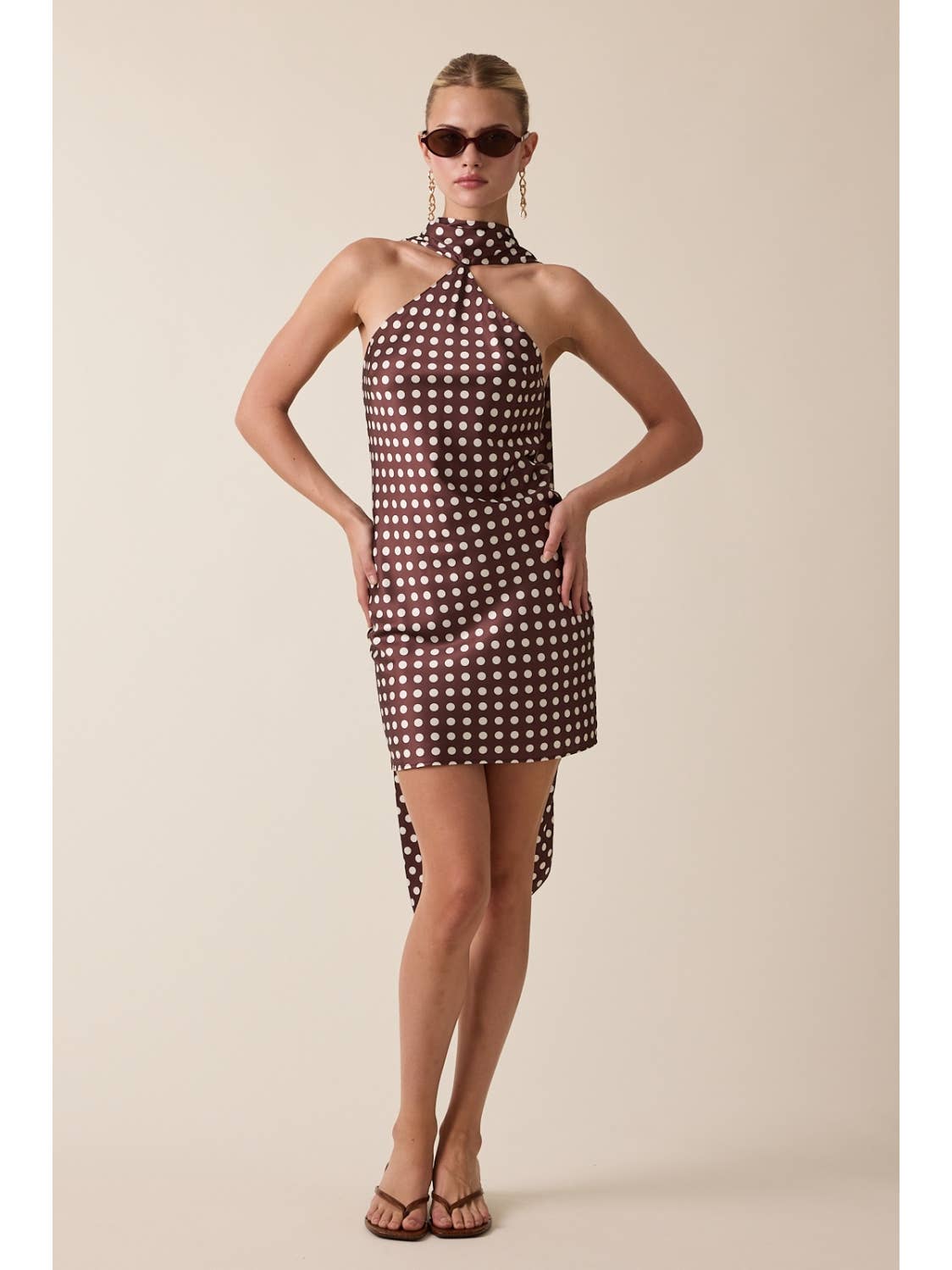 Nora Satin Polka Dot Mini Dress