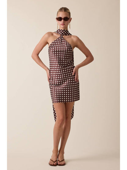 Nora Satin Polka Dot Mini Dress